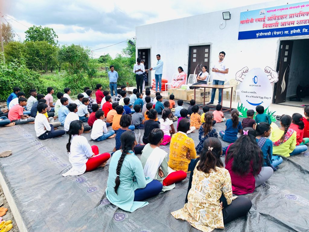 Optima Life Sciences Celebrates World Egg Day with Matoshri Ramai Ambedkar Primary & Secondary Residencial Aashram School in Pune