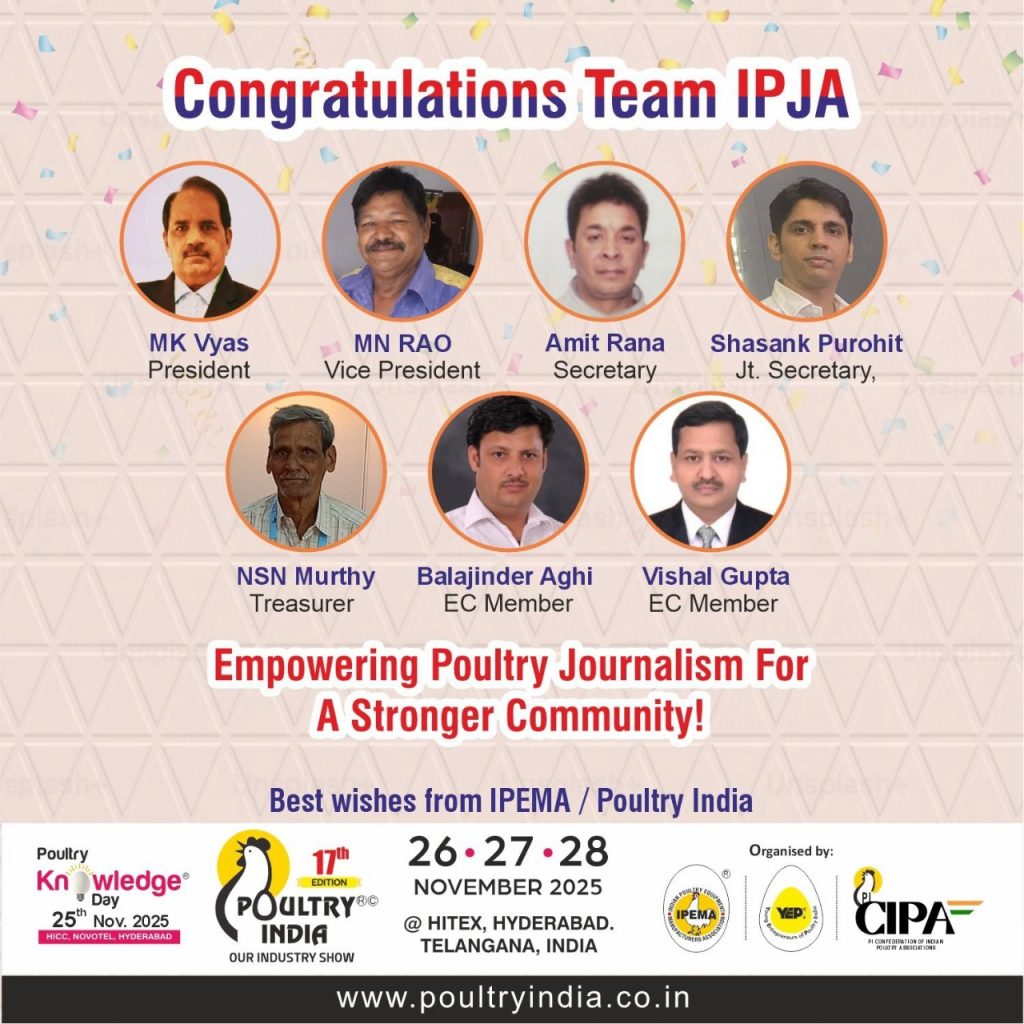 Indian Poultry Journalists Association (IPJA) Elects New office Bearers