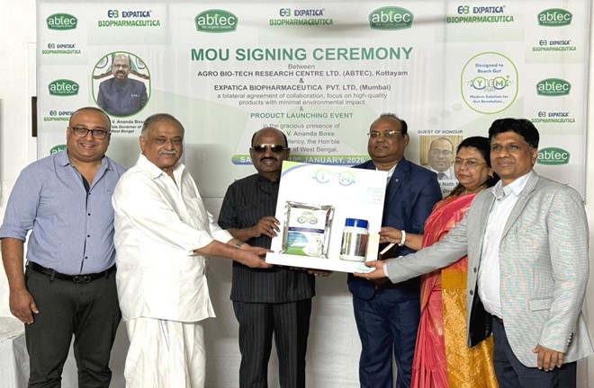 EXPATICA BIOPHARMACEUTICA Pvt. Ltd. and ABTEC Ltd. Sign MoU to Advance R and D YELM Pro Launched by Honble Governor of West Bengal 1 ttrt
