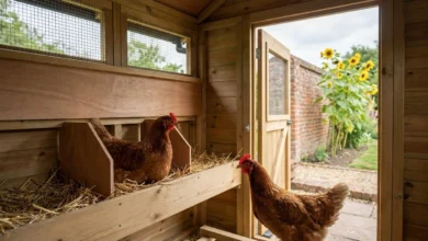 02 hens using nesting boxes